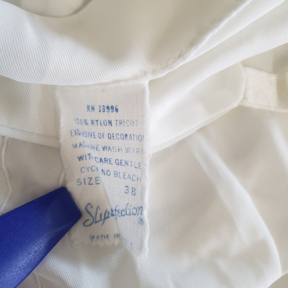 Slipfection Full Slip Women 38 White Vintage 70s  Nylon Tricot USA Coquette - Picture 5 of 7